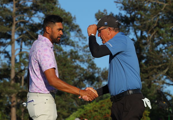 Phil Mickelson with Tony Finau at The Masters