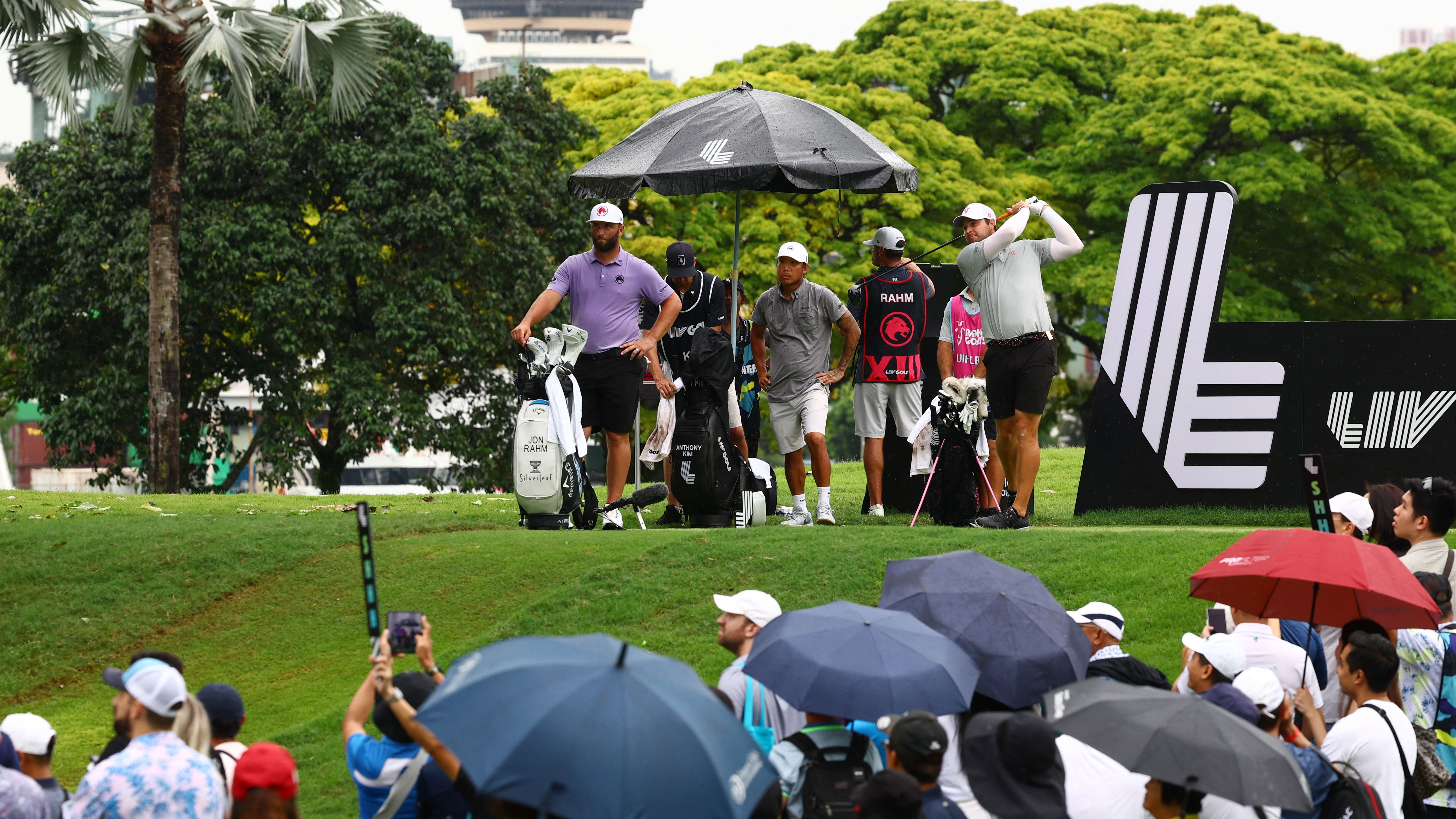 Jon Rahm, Anthony Kim and Peter Uihlein at LIV Singapore