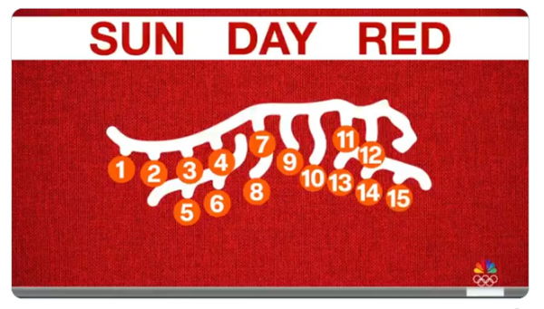 Woods' Sun Day Red logo reflects his 15 major titles