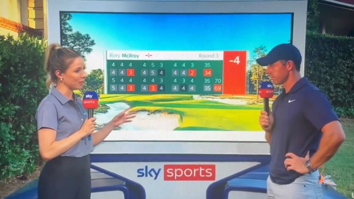 Kira Dixon talks to Rory McIlroy at the US Open