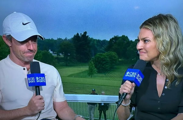 Rory McIlroy being interviewed by Amanda Balionis