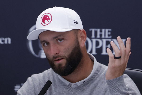 Jon Rahm's caddie got hit by a golf ball 