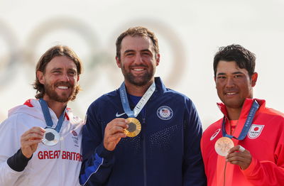 Fleetwood (silver), Scheffler (gold), Matsuyama (bronze)