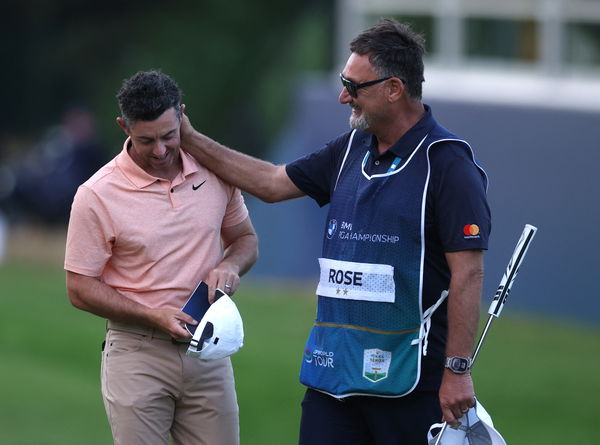 McIlroy with Justin Rose's caddie at Wentworth