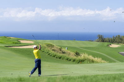 Hideki Matsuyama in action at Kapalua