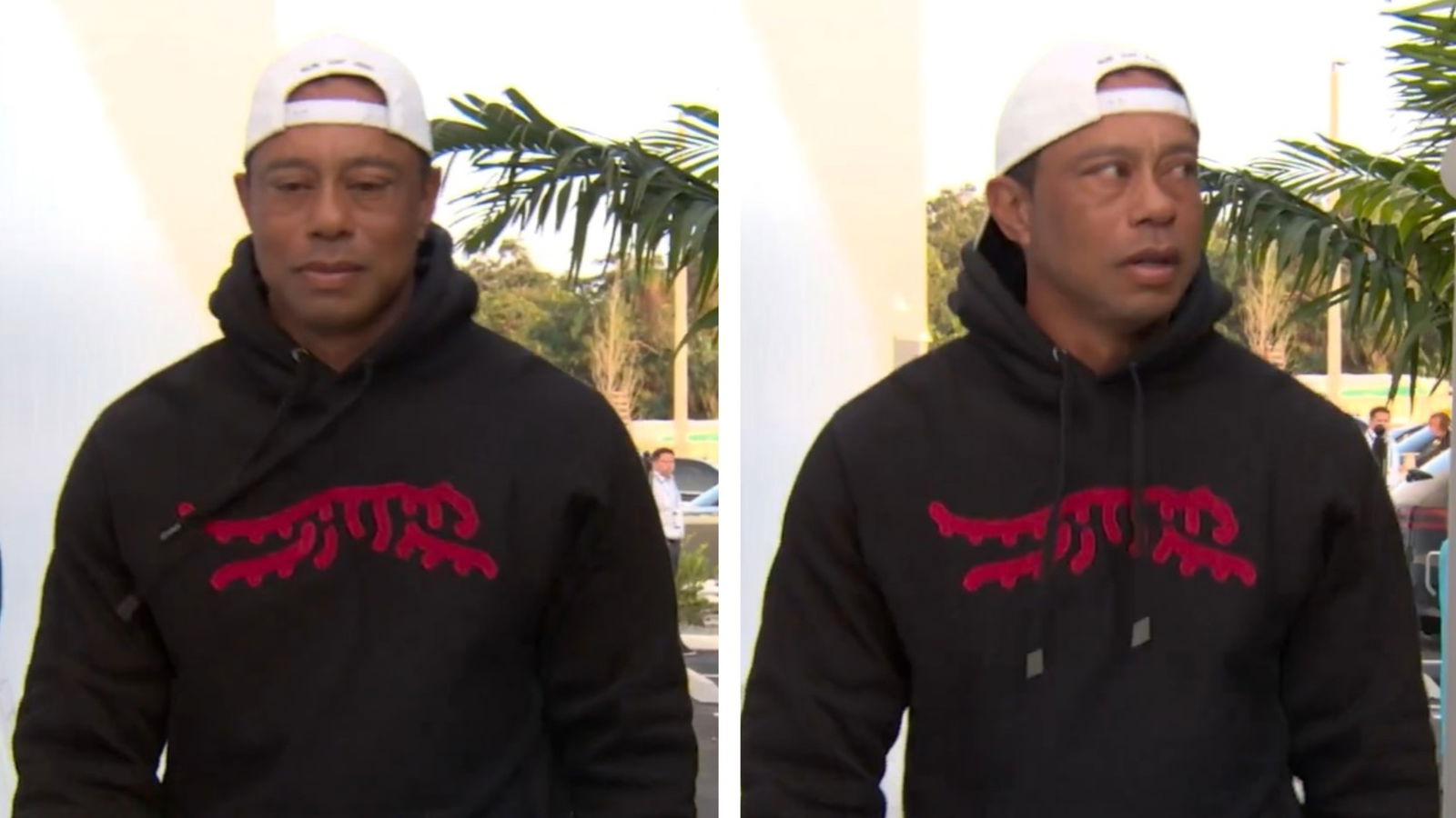 Tiger Woods arrives for his first TGL match