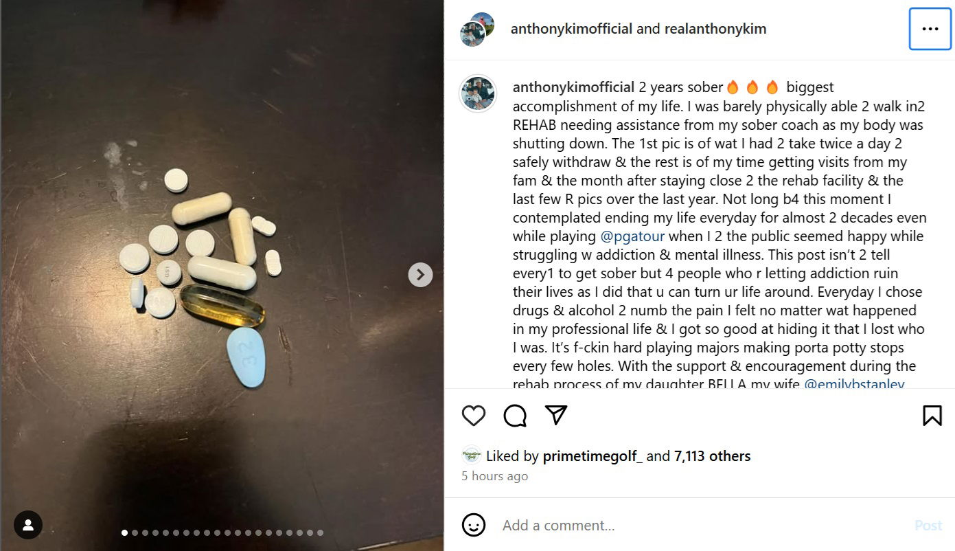 Anthony Kim's Instagram post