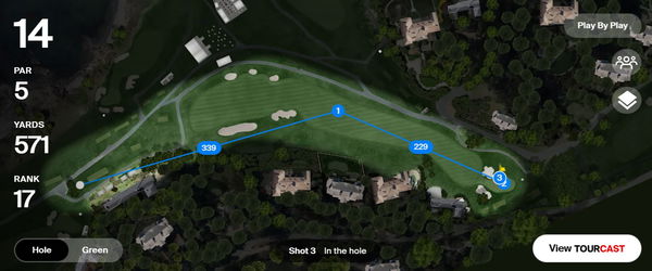 Rory McIlroy's drive at the 14th