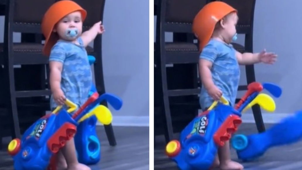 A baby was not happy with Mum's call