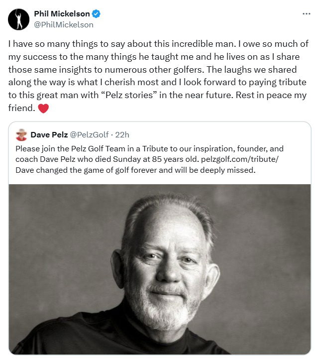 Mickelson's tweet about Pelz 