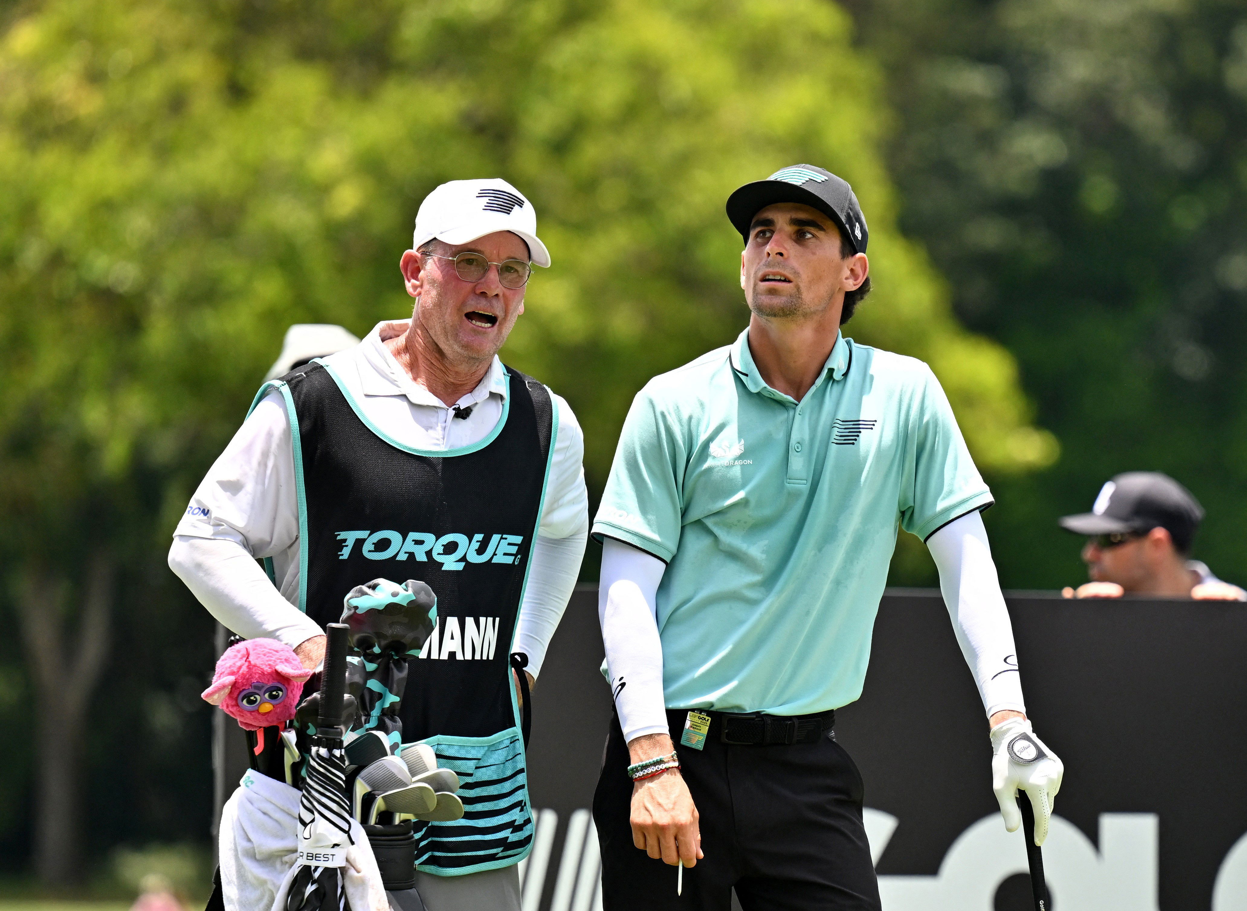 Joaquin Niemann and caddie Gary Matthews