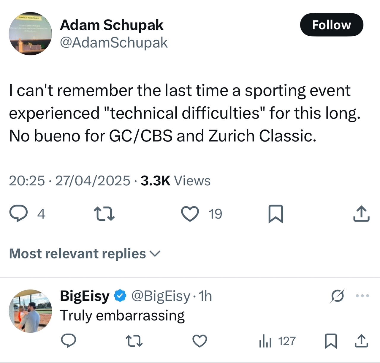 Live coverage prevented due to power outage