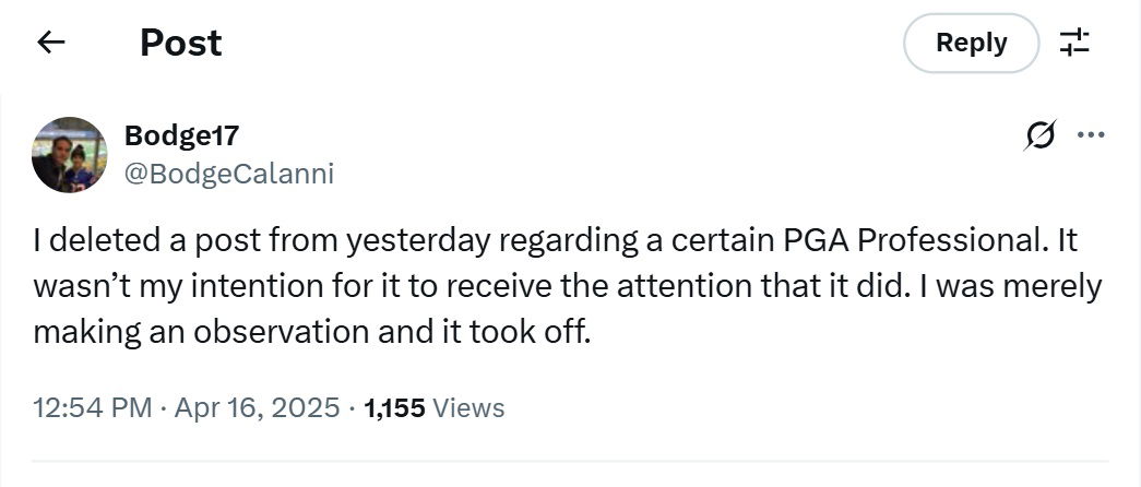 Golf fan deleted his post 