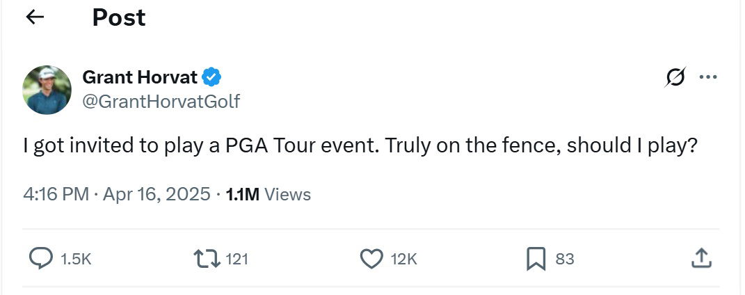 Horvat has been invited to play on PGA Tour