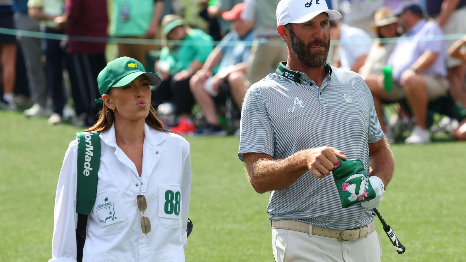 Dustin Johnson with wife Paulina Gretzky