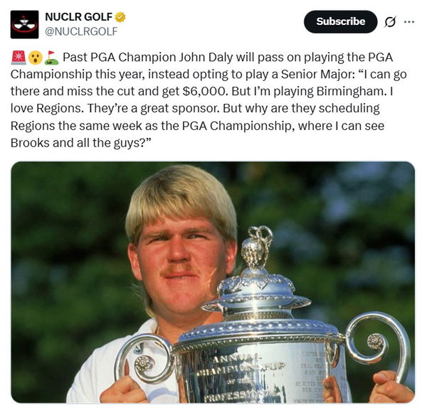Daly is opting out of the PGA