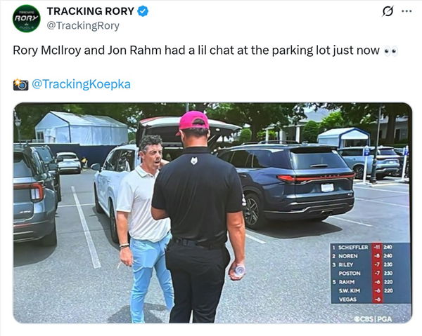 McIlroy chats to Rahm in car park