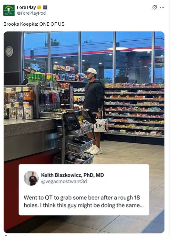 Koepka buys a crate of beer