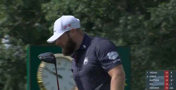 Tyrrell Hatton on the 18th hole