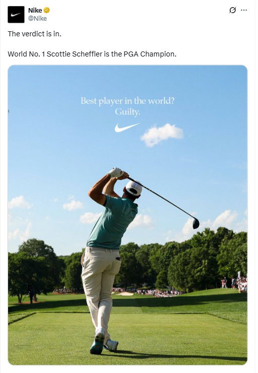 Nike's celebratory Scheffler post