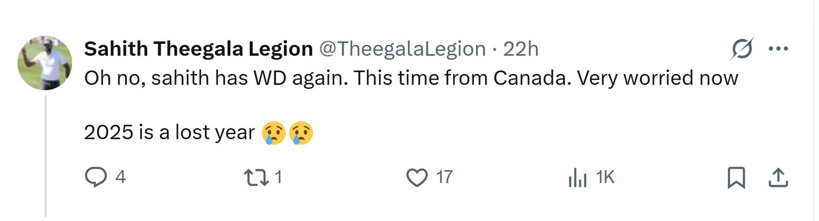 Theegala fans are worried