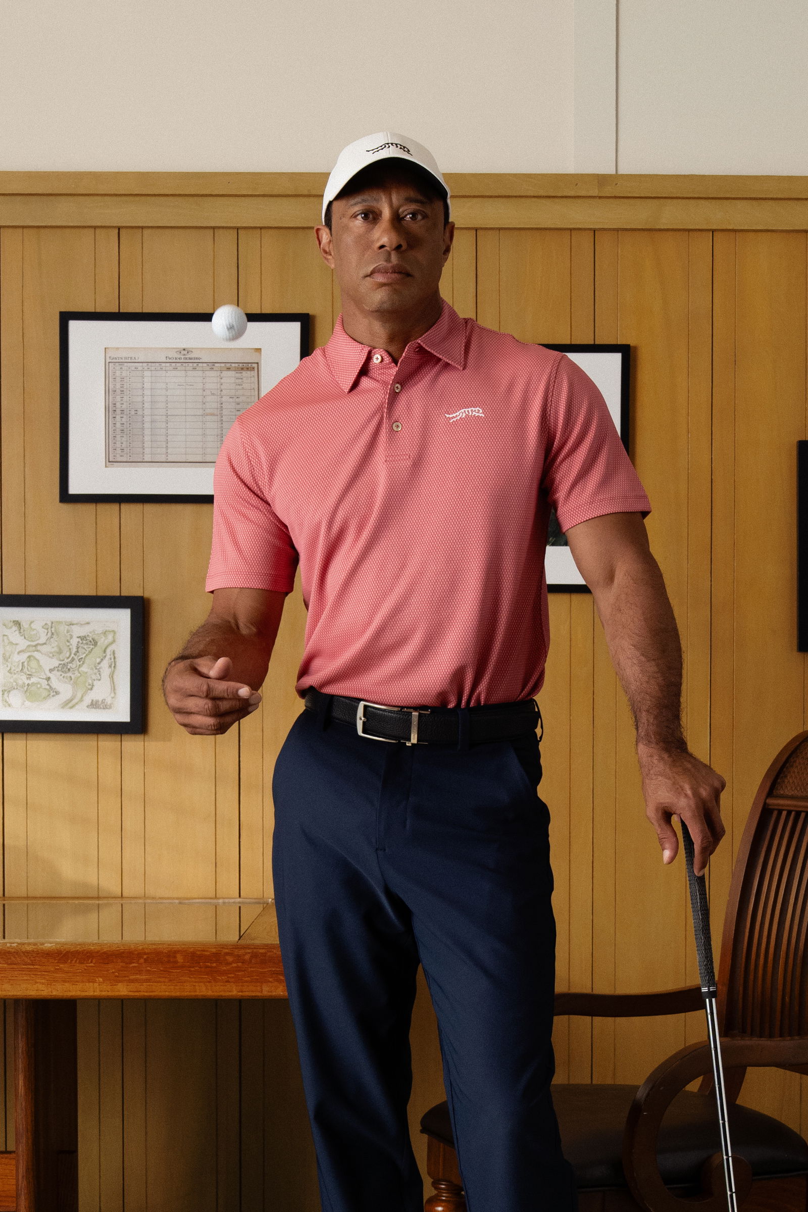 Woods in new Sun Day Red apparel