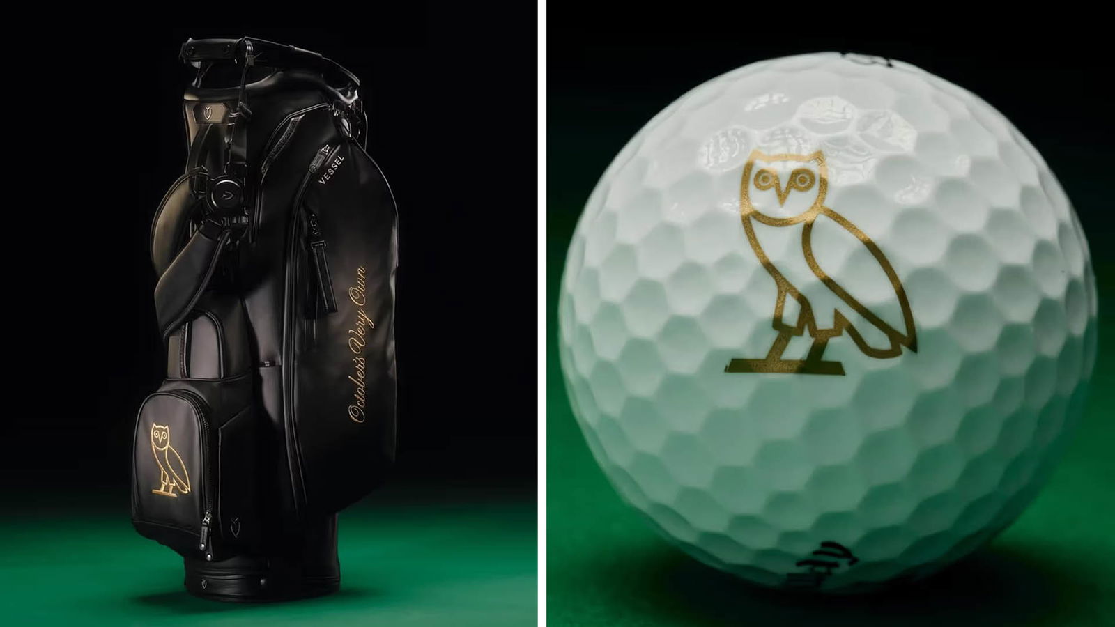OVO's custom Vessel golf bag and Callaway Chrome Tour golf ball