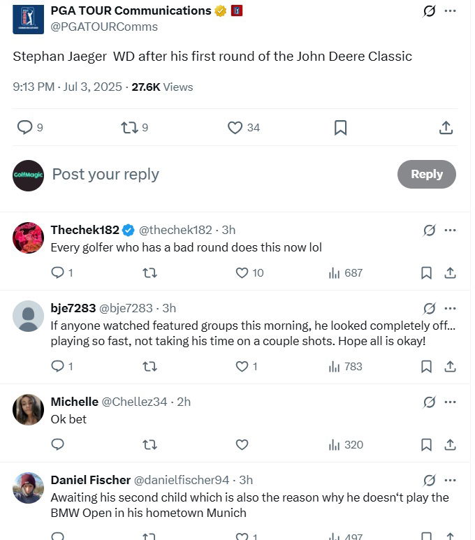 Golf fans debate Jaeger's WD