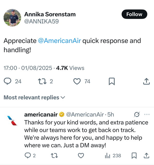 Sorenstam finally got a reply