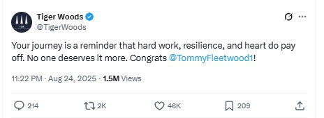 Woods congratulated Fleetwood