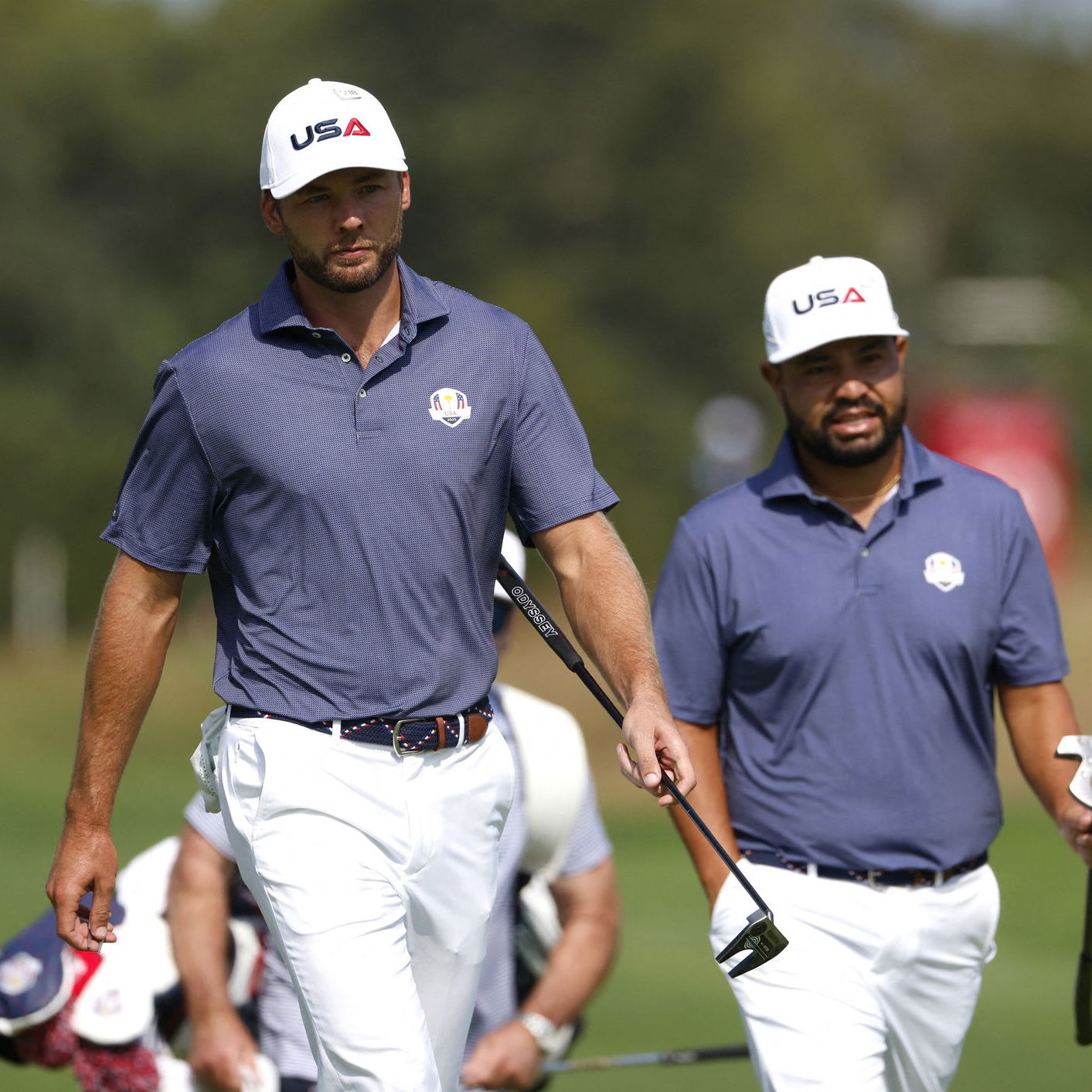 Sam Burns with JJ Spaun in practice