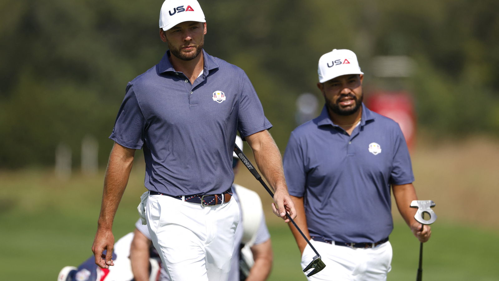 Sam Burns with JJ Spaun in practice