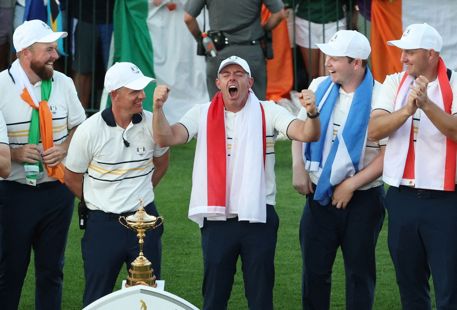 Europe celebrate winning 15-13 at the Ryder Cup