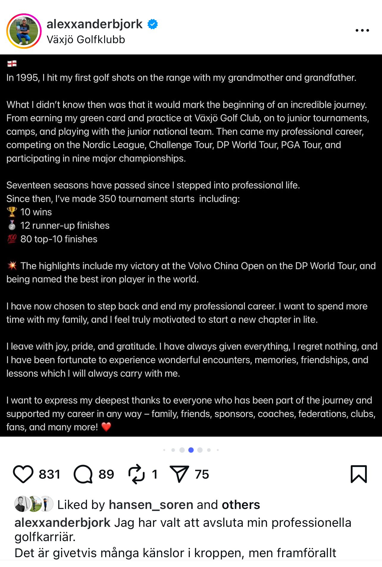 Alexander Bjork's statement
