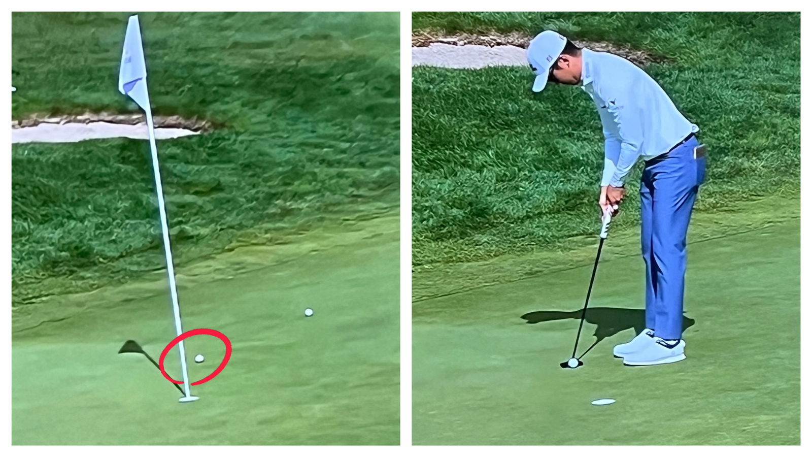 Kim putting out for birdie on 10