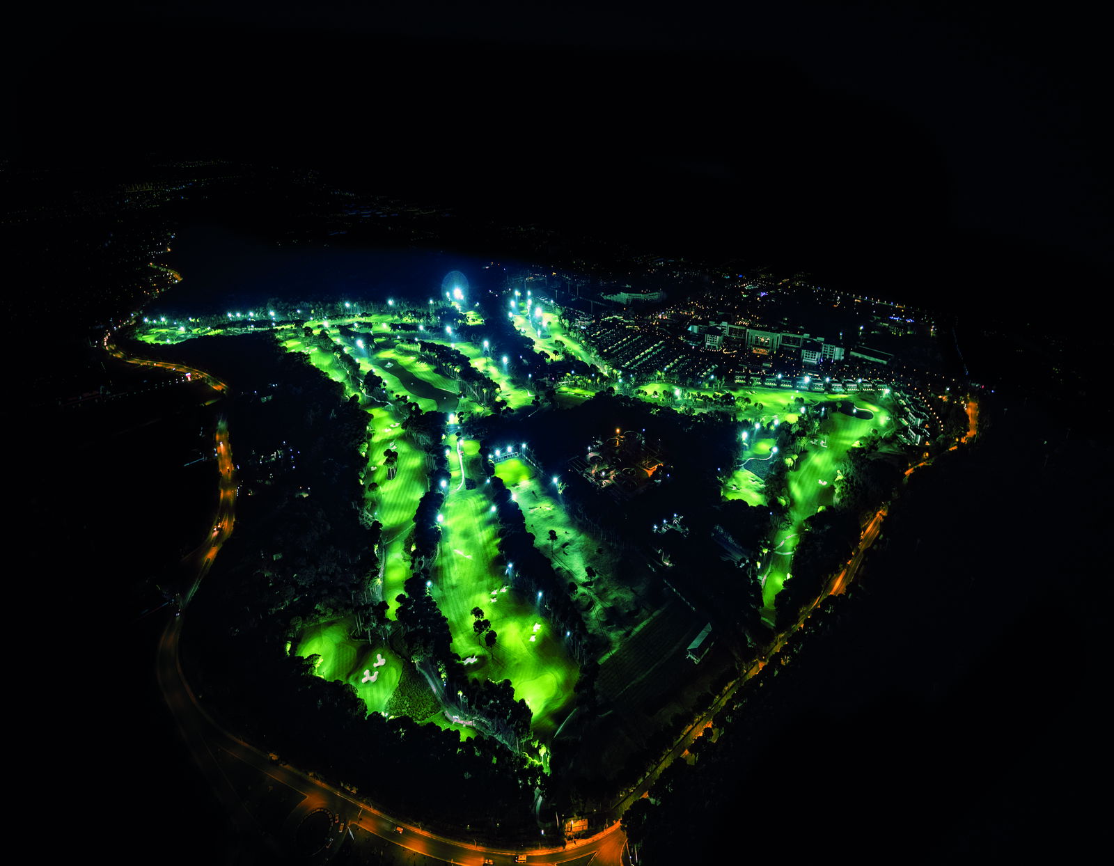 All 18 holes are floodlit at Carya