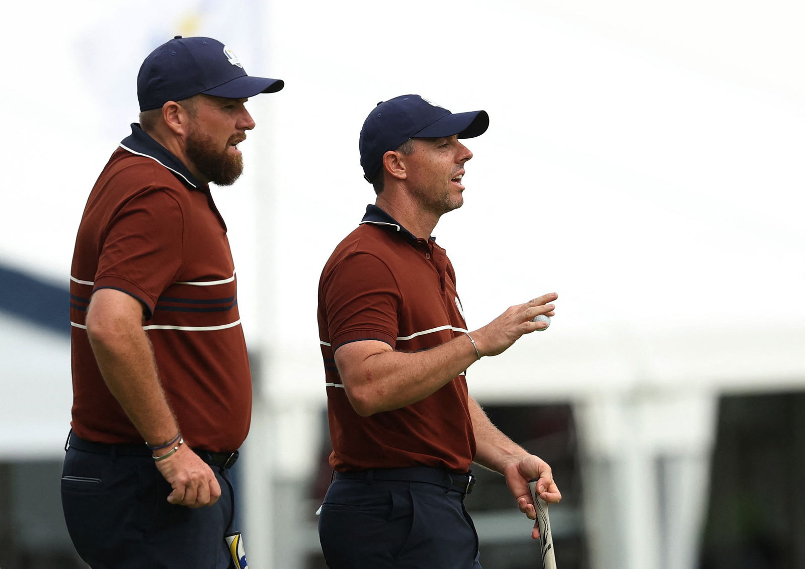 Shane Lowry alongside Rory McIlroy on Saturday