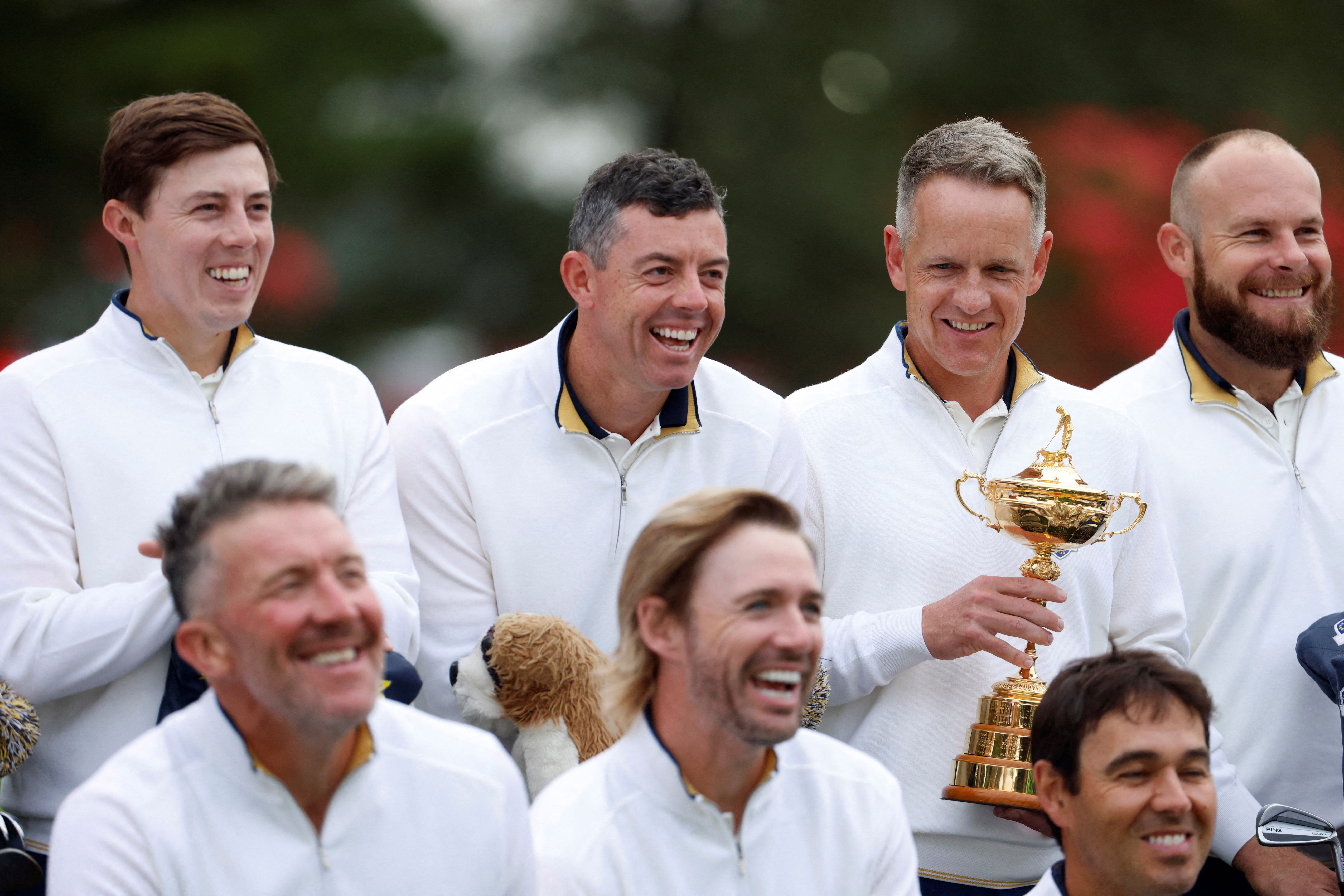 The European Ryder Cup team share at laugh at Bethpage Black