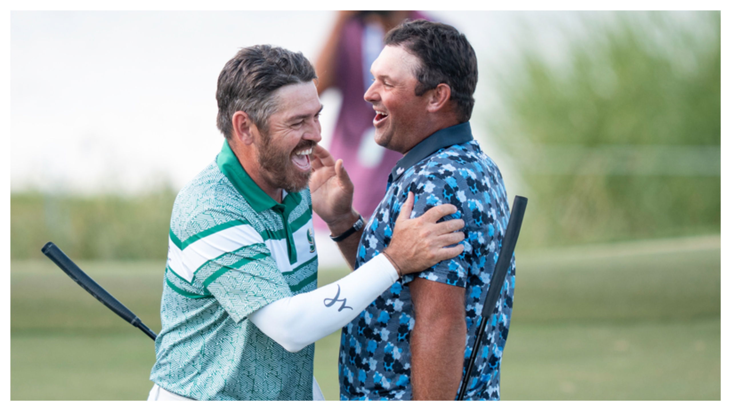 Patrick Reed laughs with Louis Oosthuizen [LIV Golf] 