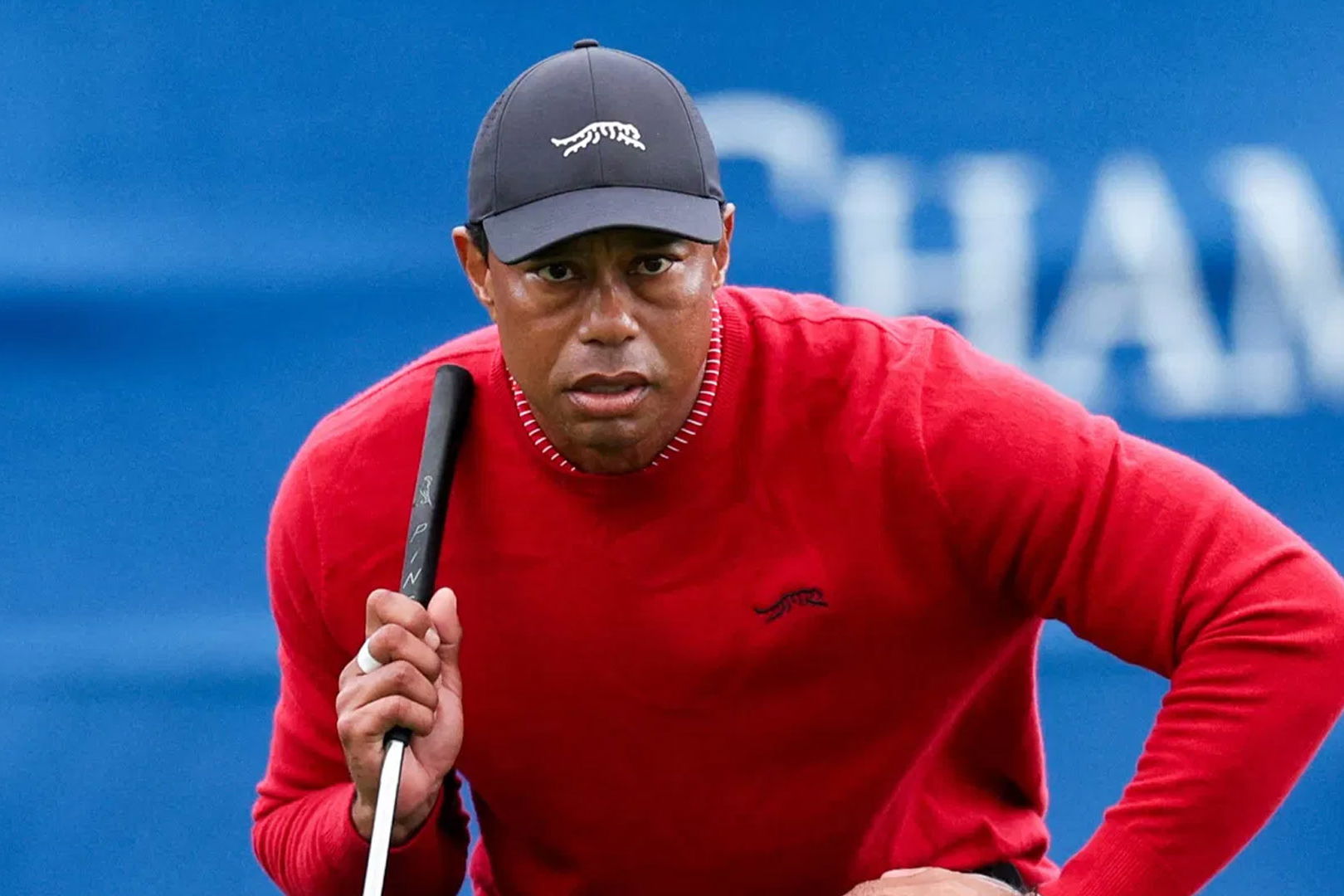 Tiger Woods in play with his trusted Scotty Cameron Putter