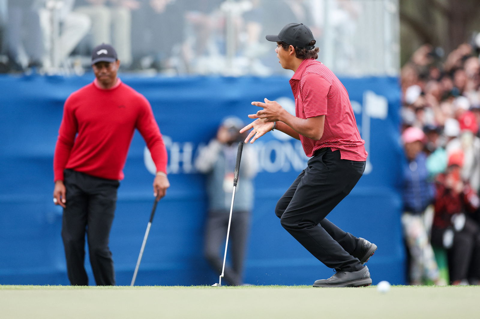 Tiger Woods and Charlie Woods at the PNC Championship