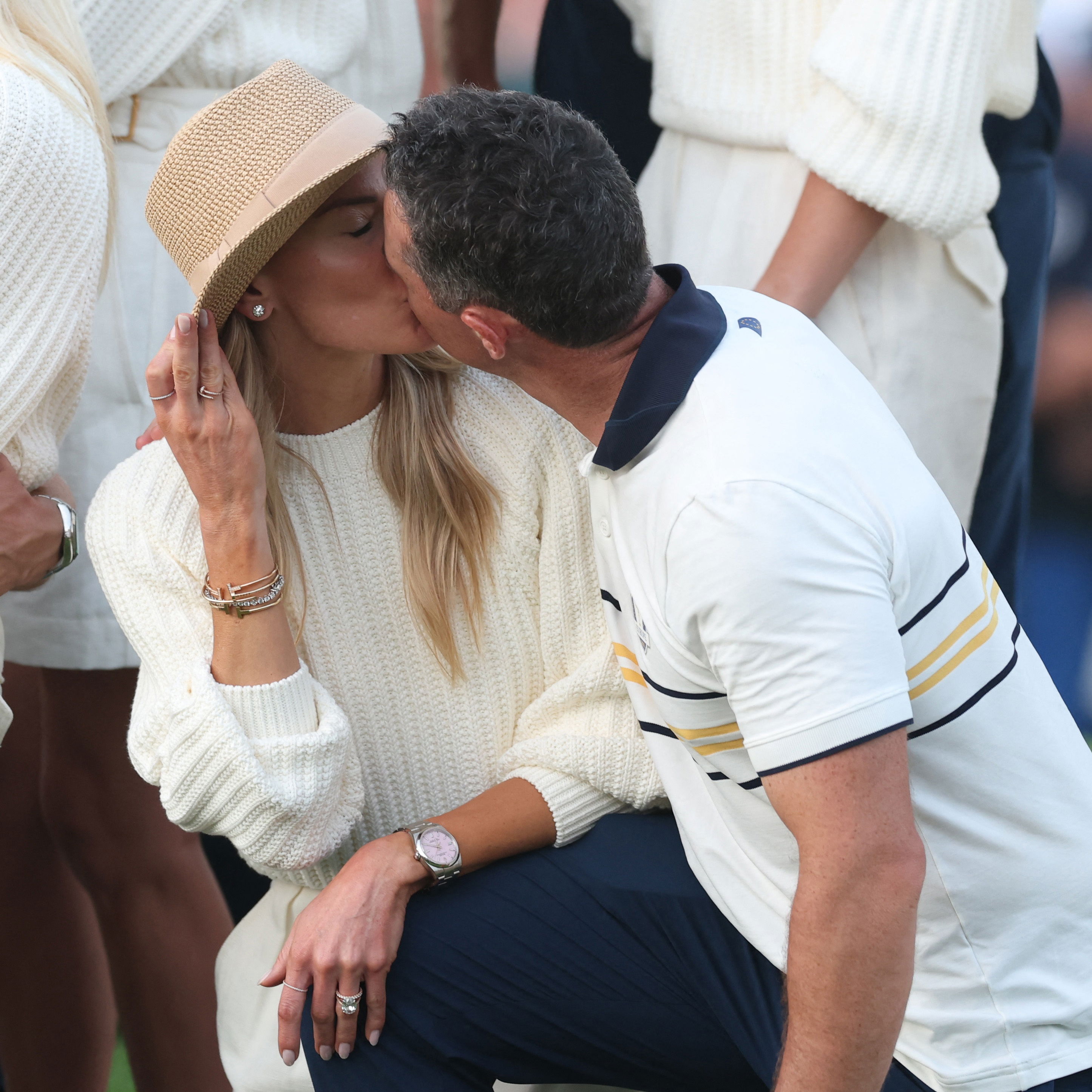 Rory kisses his wife Erica at the Ryder Cup