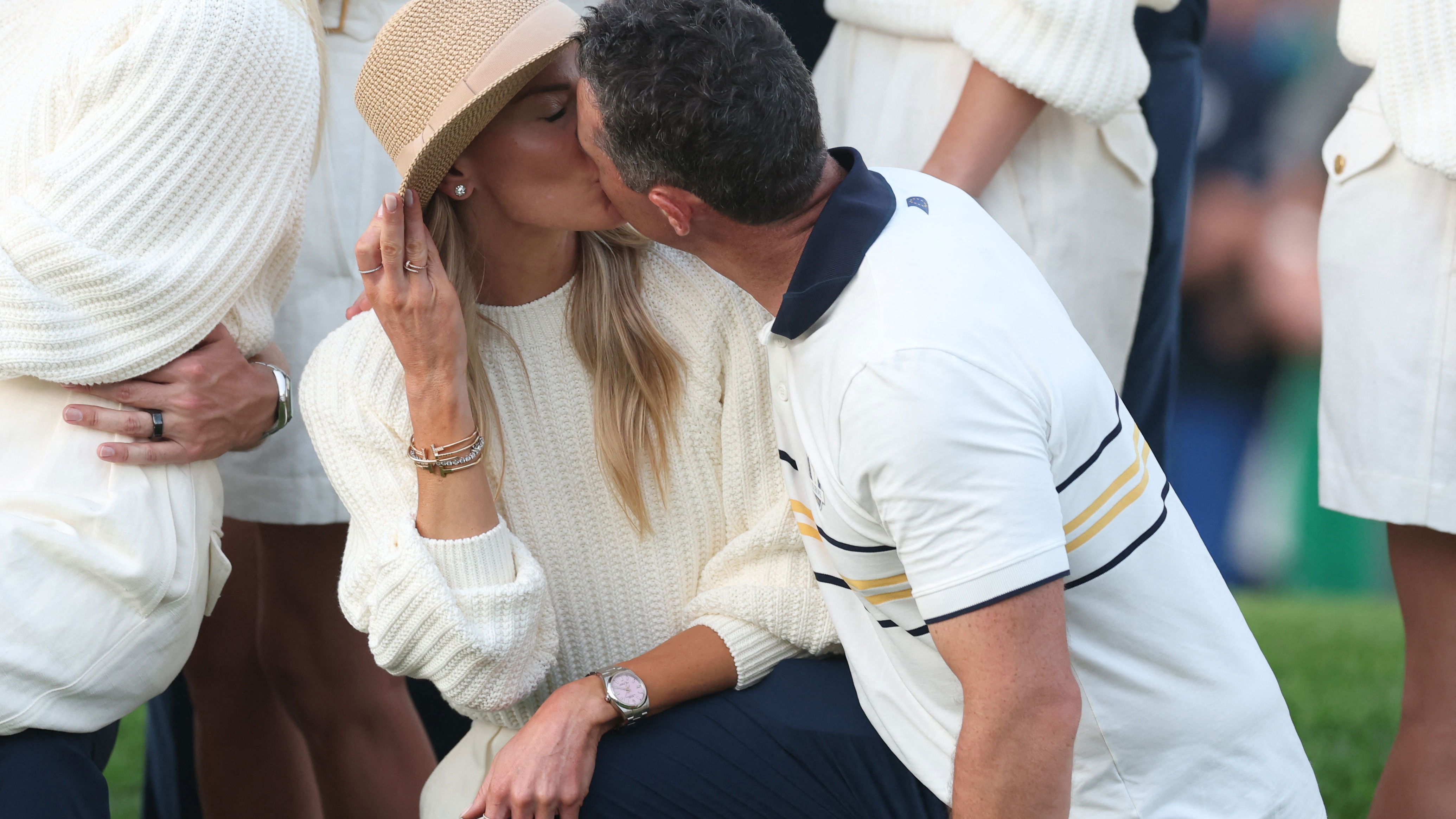 Rory kisses his wife Erica at the Ryder Cup