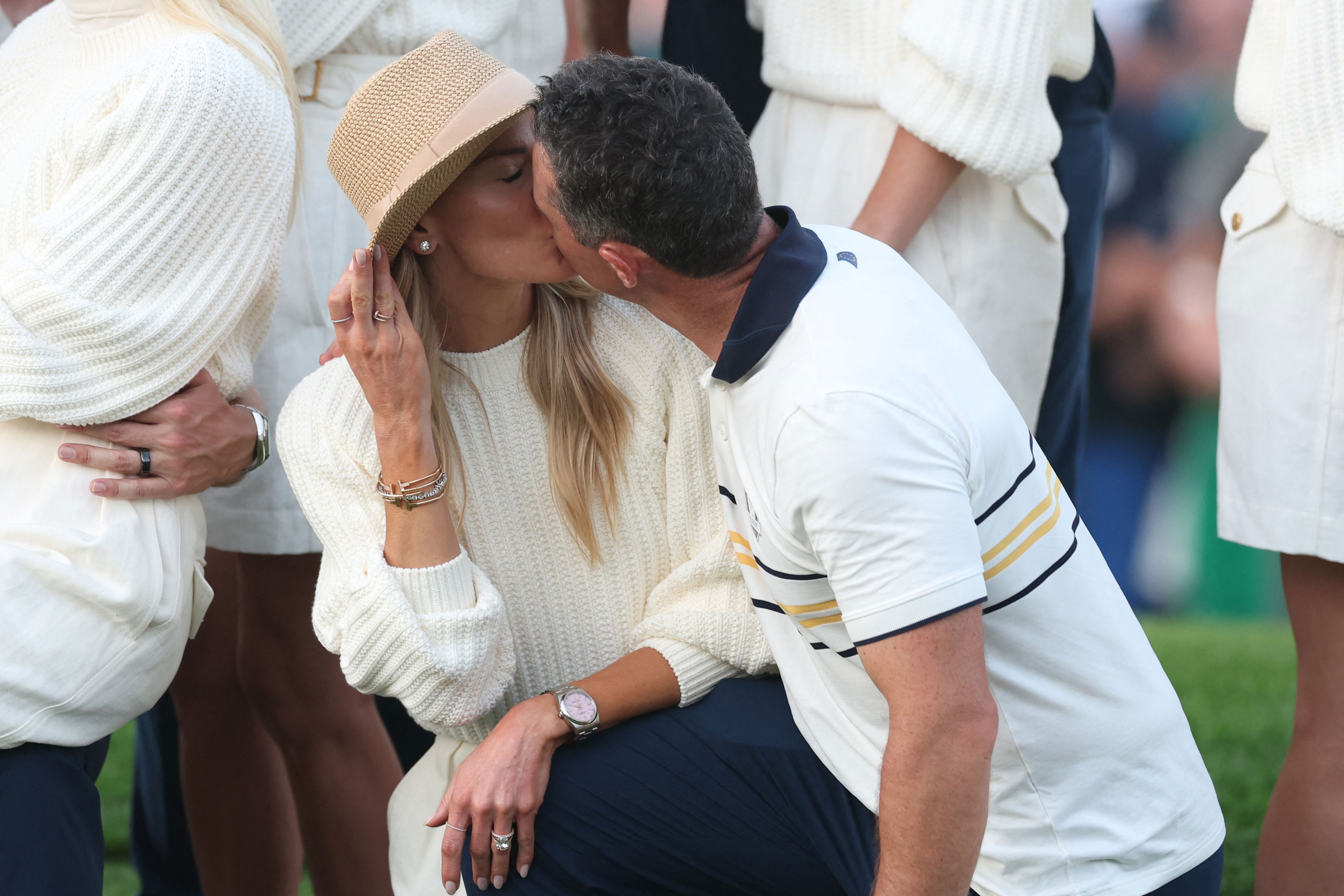 Rory kisses his wife Erica at the Ryder Cup