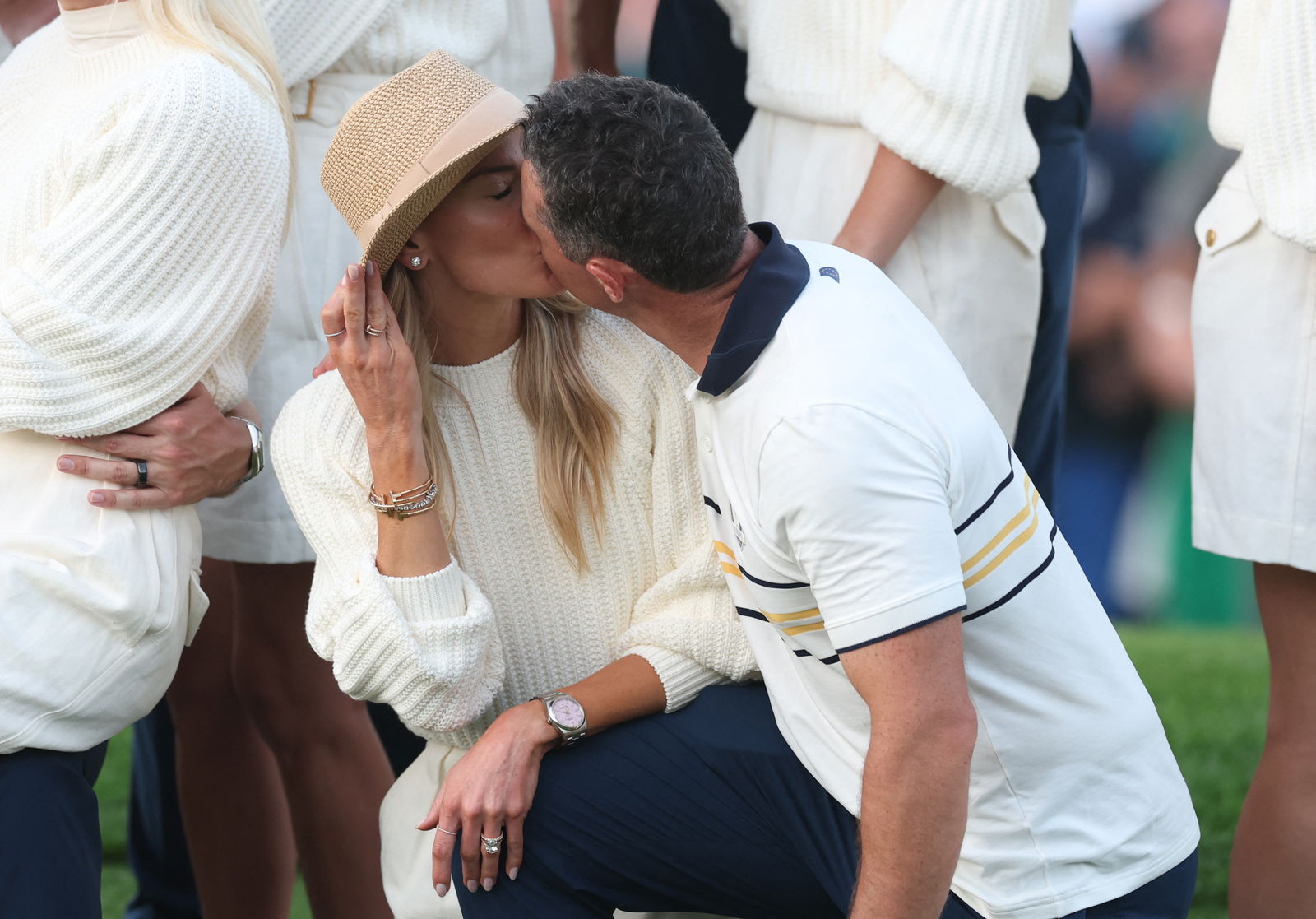 Rory kisses his wife Erica at the Ryder Cup