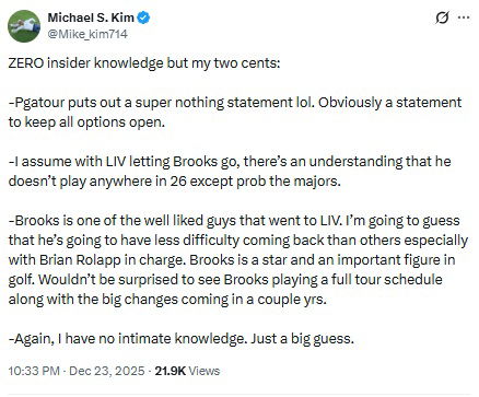 Kim passes verdict on Koepka (@Mike_kim714) 