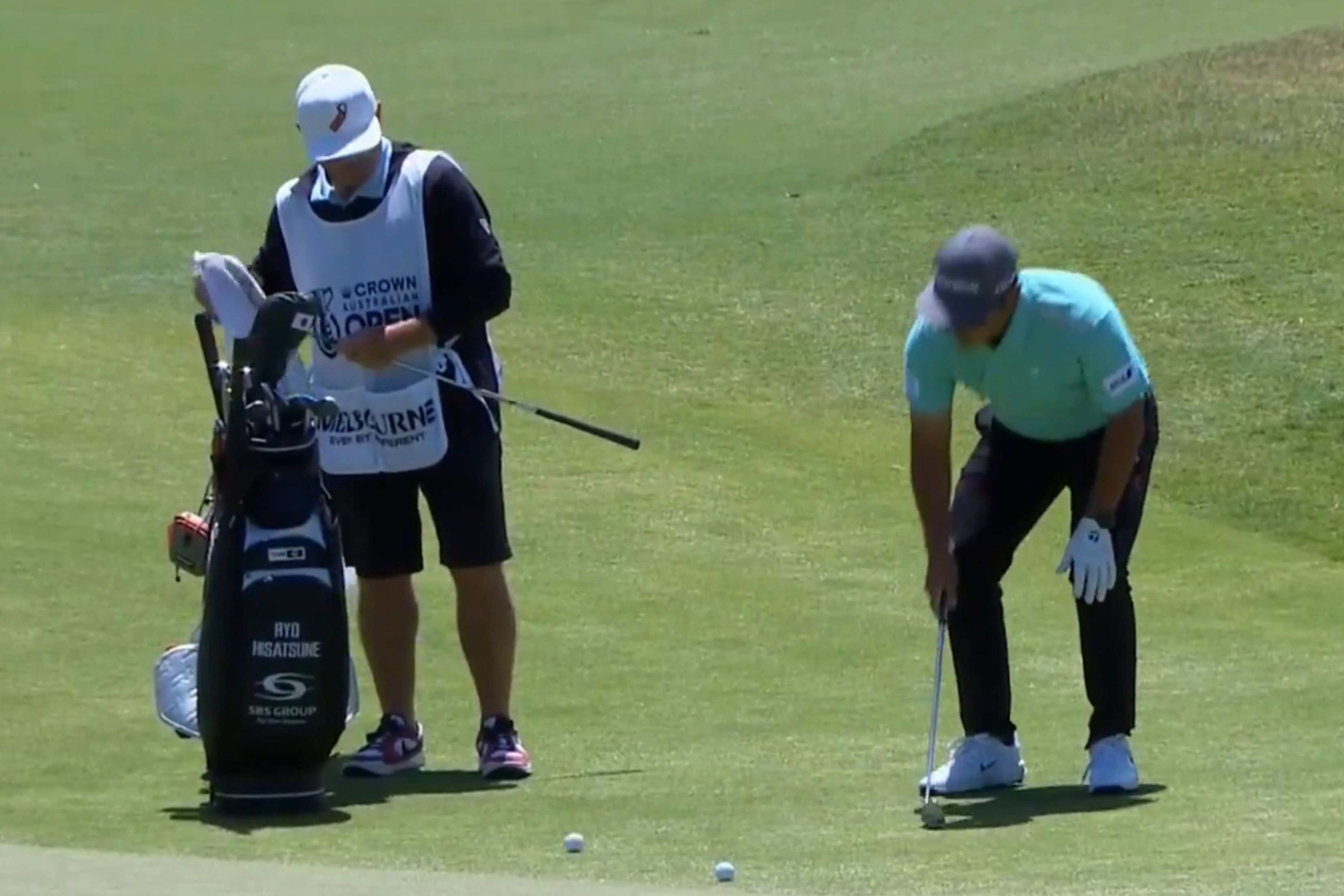 Ryo Hisatsune dropped his club on his ball (X/Twitter)