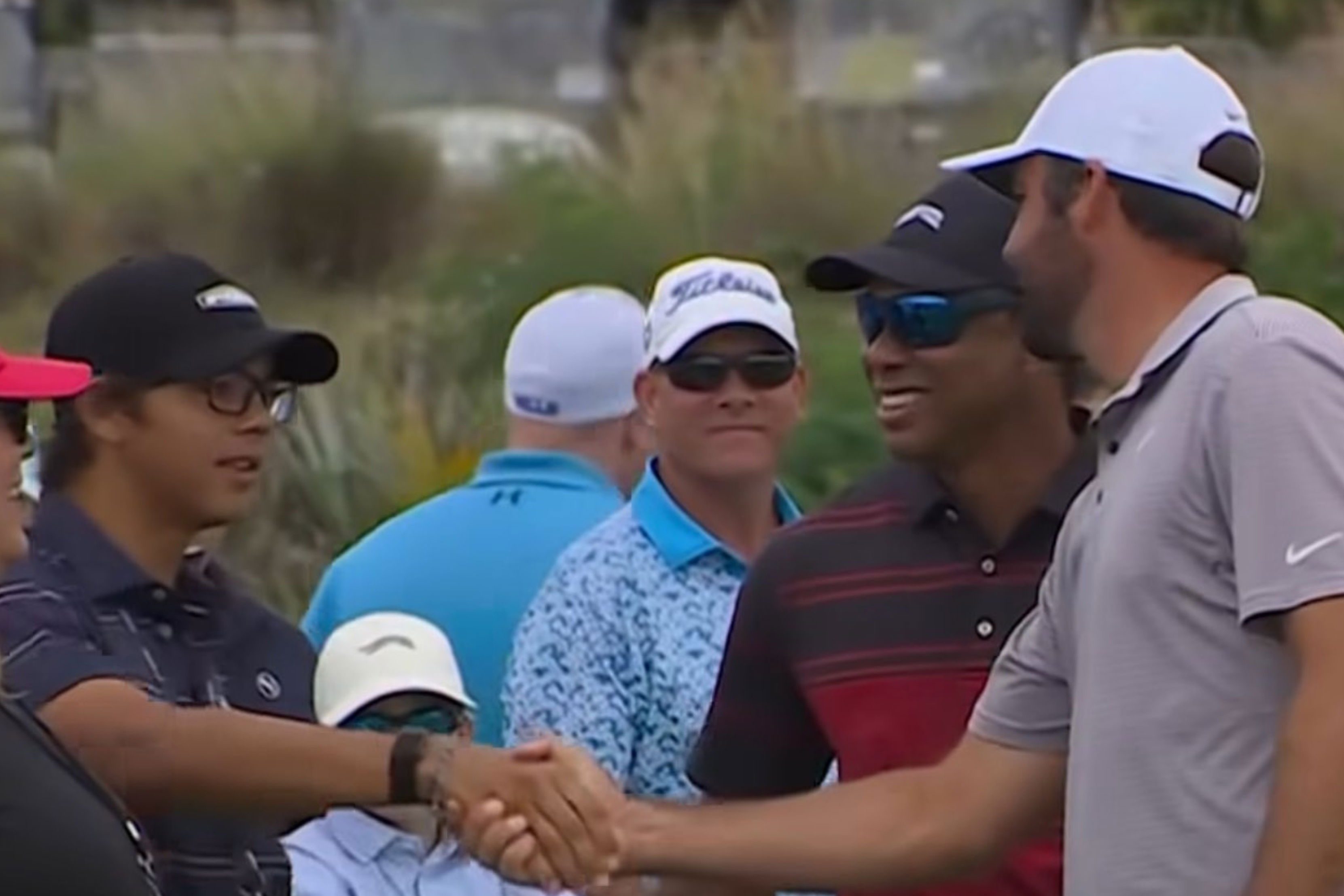 Charlie Woods meets Scottie Scheffler at Albany (X/Twitter)