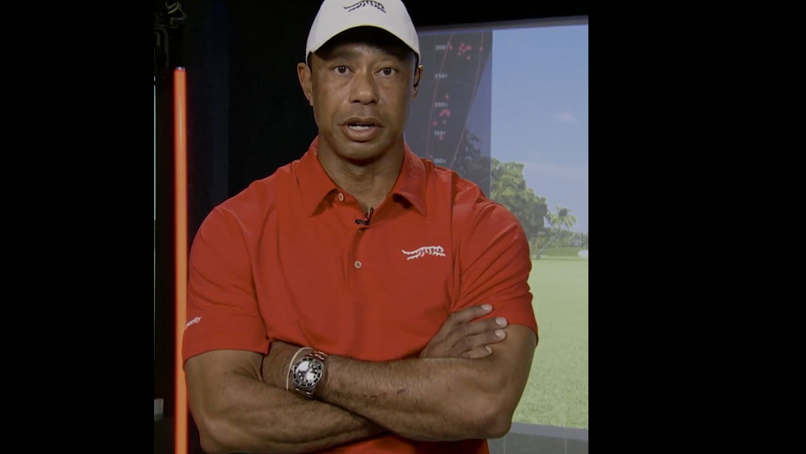 Tiger Woods reacts to Brooks Koepka's return (ESPN / TGL)