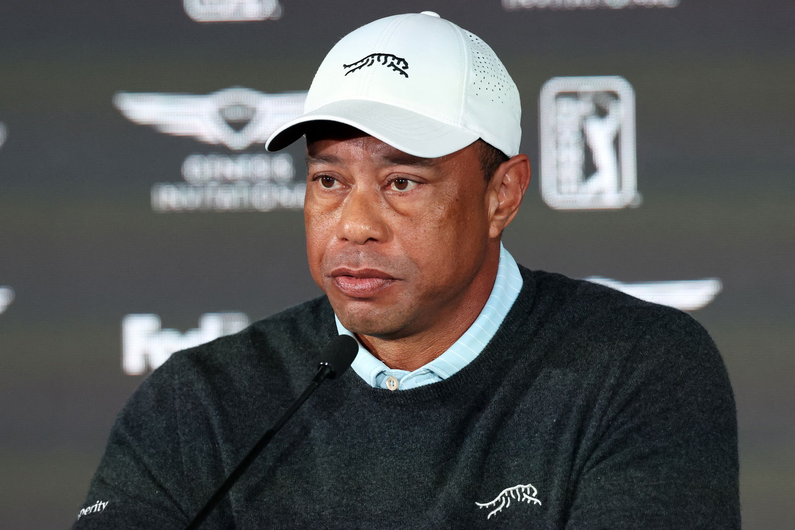 Woods during his press conference at Riviera